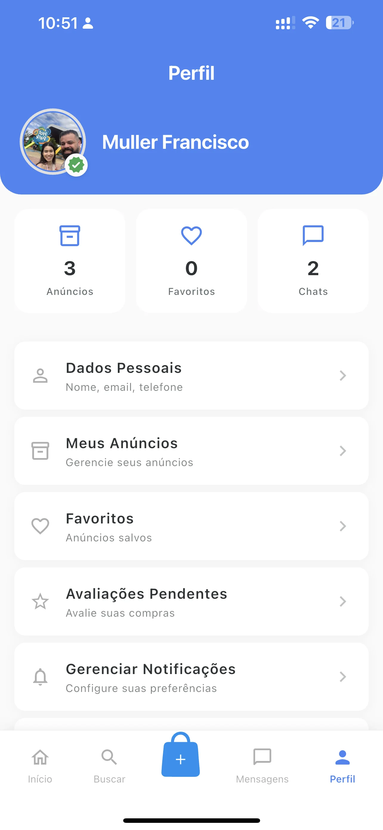 Perfil do usuário